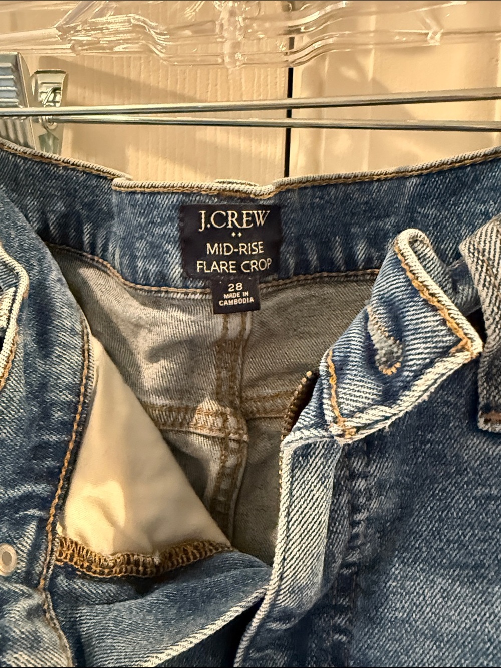 J. Crew Mid-Rise Flare Crop Jeans - Blue Denim